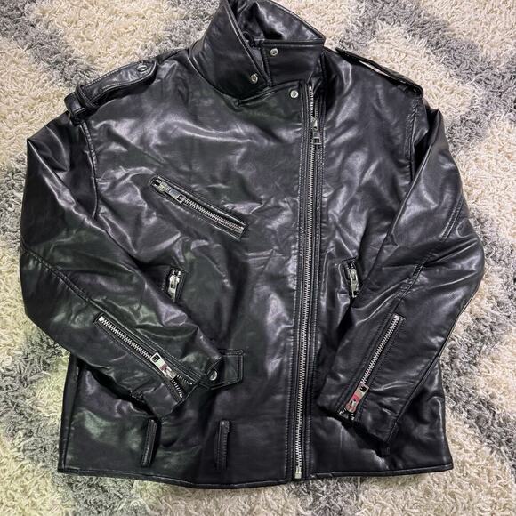 ZARA FAUX LEATHER‎ JACKET BLACK SIZE S RN 77302 - Picture 1 of 9